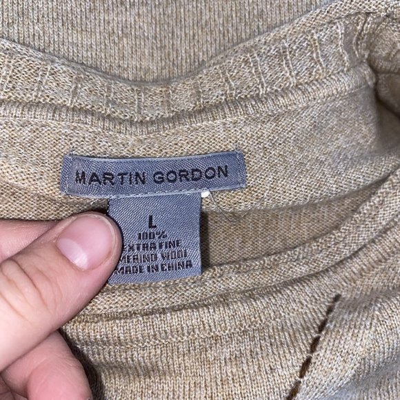 Martin Gordon Extra Fine Merino wool pullover Beige Patch Size Large Crew Neck - Picture 4 of 4